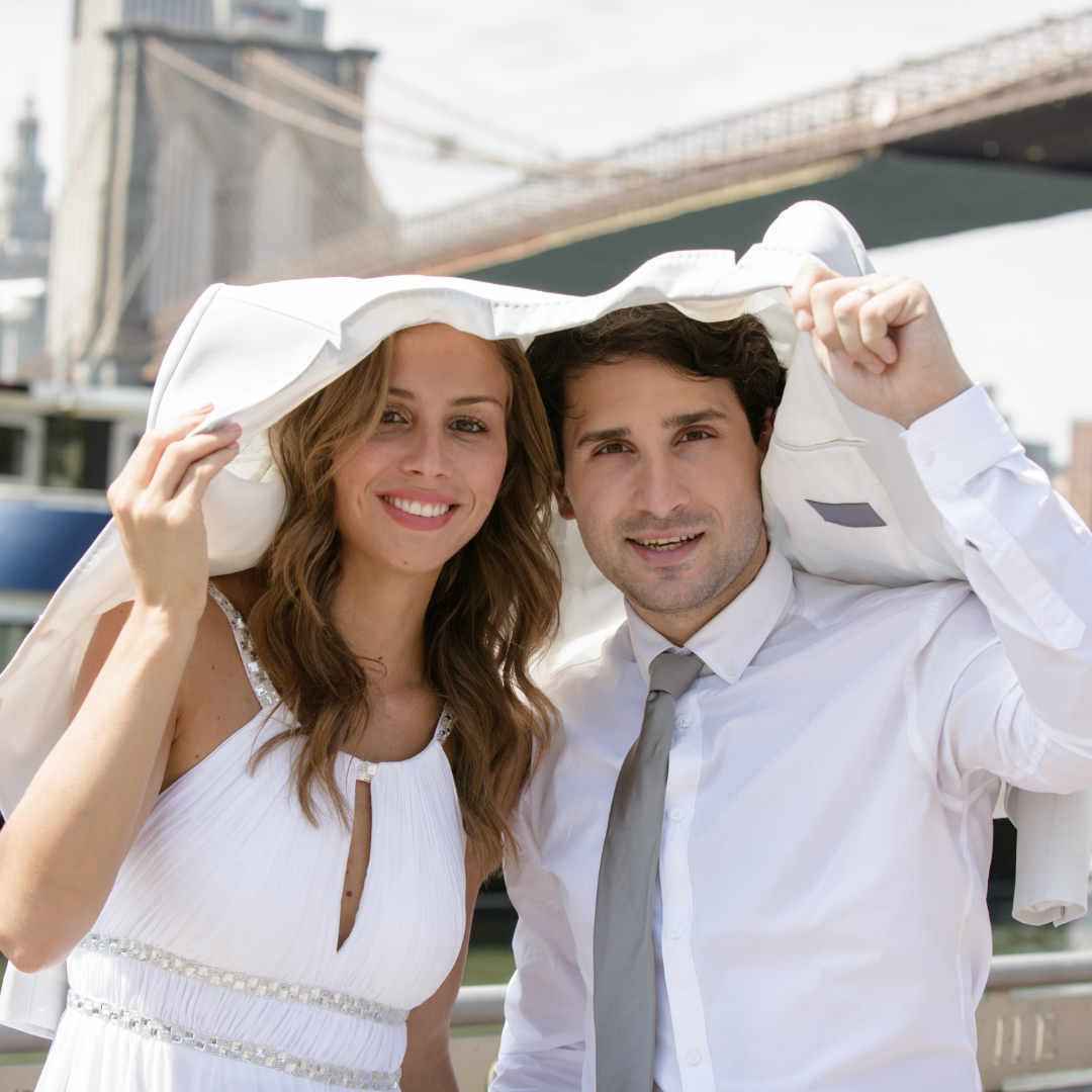 Couple hiding from the heat