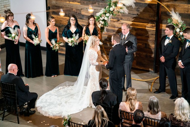 Bride and groom take their wedding vows